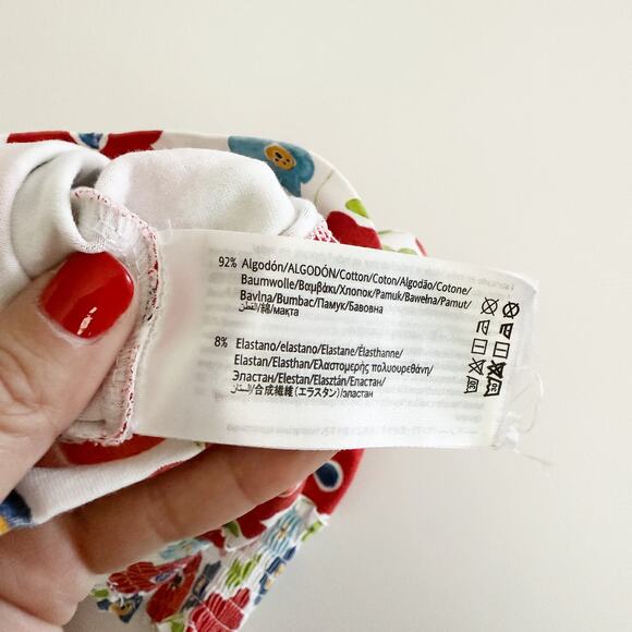 [Mayoral] Red Floral Print Sleeveless Smocked Baby Girl Romper Bow Size 24M - Picture 11 of 11